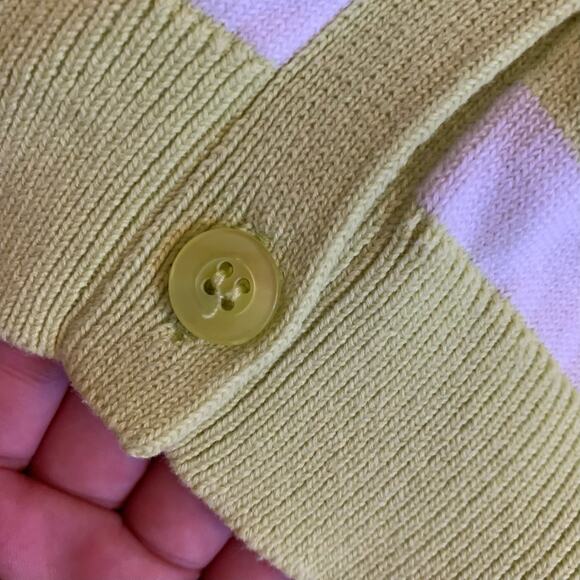 Pendleton Striped 3/4 Sleeve Button Up Cardigan Sweater Green White Size Large - Picture 2 of 8